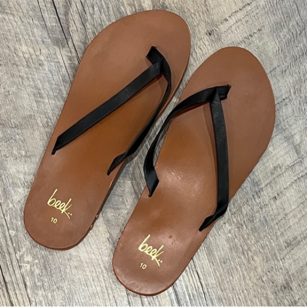 Beek Brown and Black Leather Sandals